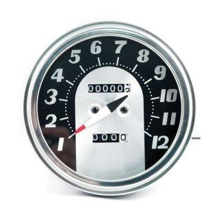 FL speedometer, 62-67 electra face, black/silver. 2:1 MPH