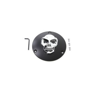 Skull Derby Cover schwarz chrom für Harley Dyna Softail Shovel 70-98