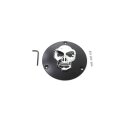 Skull Derby Cover schwarz chrom für Harley Dyna...
