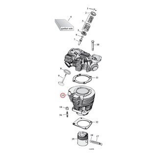 Replacement cylinder 1000cc Sportster, rear