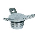 Spinner Style Tankdeckel chrom links für Harley Dyna...