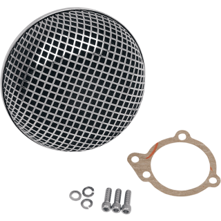 Breather style air cleaner assembly, round. Chrome