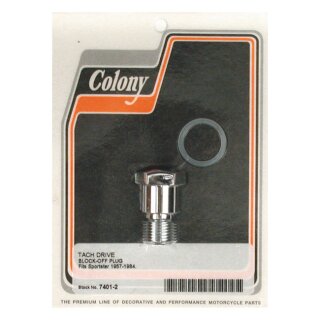 Colony, tachometer hole block-off plug. Chrome