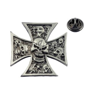 ADHESIVE EMBLEM, MALTESE CROSS W/SKULL