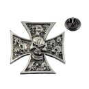 ADHESIVE EMBLEM, MALTESE CROSS W/SKULL