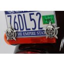 License plate mount kit Barbarian skull. Pewter