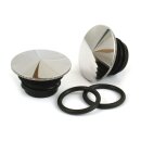 Edelstahl Tankdeckel Set pointed für Harley 96-99