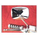 Late OEM style mirror, short stem, right side. Chrome