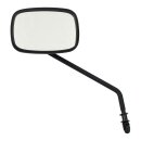 Late OEM style mirror, long stem, left side. Black