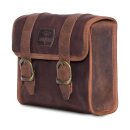 Longride, Mini waxed cotton saddlebag. Marron Brown