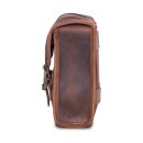 Longride, Mini waxed cotton saddlebag. Marron Brown