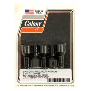 Colony, mount bolt set for brake drum. Oversized threads