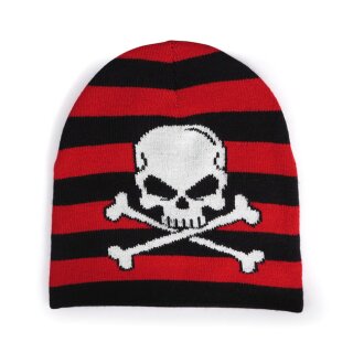 BEANIE BLACK/RED STRIPES