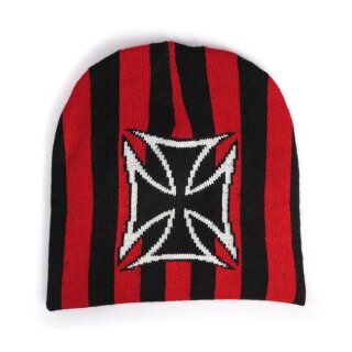 BEANIE BLACK/RED STRIPES