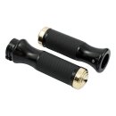 Rebuffini, Old Style Two handlebar grips. Black/Brass