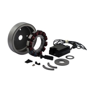 Komplettes Lichtmaschinen Ladesystem inkl. Regler in schwarz für Harley Big Twin 70-99