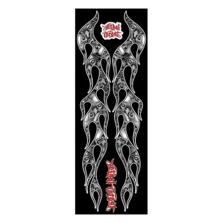 LT SKULL PILE FLAMES WHITE DECAL
