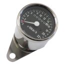 Mini speedometer, 2:1 kmh chrome with black face plate