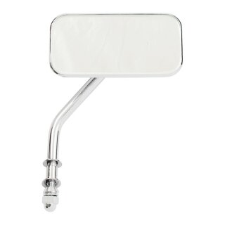 Kleiner, rechteckiger Spiegel. Kurzer Stiel, verchromt.