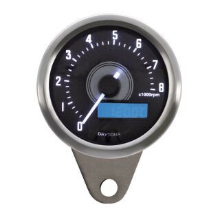 Daytona, Velona 60mm tachometer 8000RPM, polished stainless