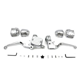 Lenker Armaturen Kit chrom für Harley Dyna Softail Sportster 96-13