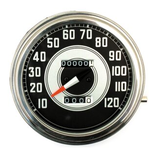 FL speedometer, 41-45 face, silver/black. 1:1 MPH