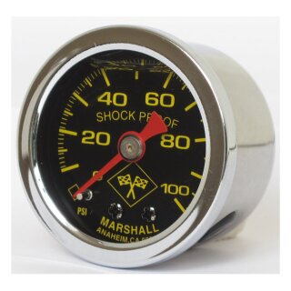 Marshall oil pressure gauge, 0-100 PSI. Stainless housing