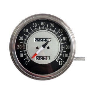 FL speedometer, 68-72 face, black/silver. 2:1 MPH