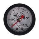 Marshall oil pressure gauge, 0-100 PSI. Black housing