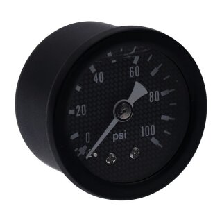 Marshall oil pressure gauge, 0-100 PSI. Black housing