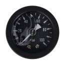 Marshall oil pressure gauge, 0-100 PSI. Black housing