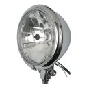 Bates style 5-3/4" Prismic H4 headlamp. Chrome