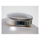 Paughco, long skirt cam style gas cap. Chr, narrow knurling
