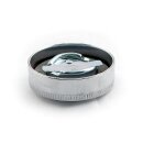 Paughco, long skirt cam style gas cap. Chr, narrow knurling