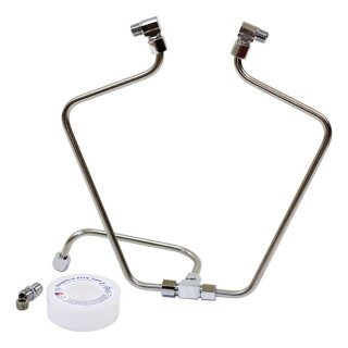 Paughco Edelstahl dual Rocker Box Ölleitung Kit für Harley Shovel 66-84