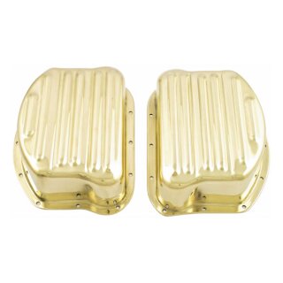 Paughco, rocker covers. Ribbed style brass. Polished
