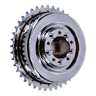 45" Flathead rear brake drum & sprocket. Chrome