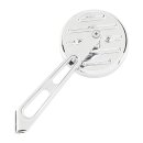 Mini-Round aluminum mirror. Chrome, short stem, L&R