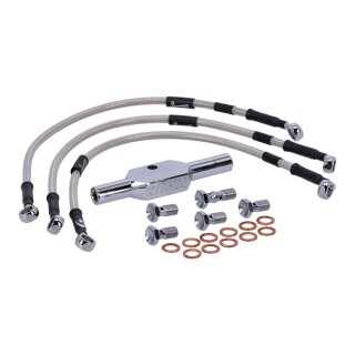Goodridge brake line front, stainless clear coated