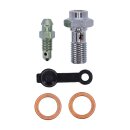 Goodridge, 3/8-24 banjo bolt w/bleed nipple. Chrome