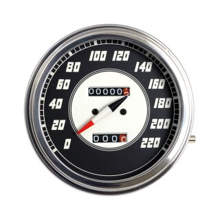 FL speedometer, 46-47 face, silver/black. 2:1 KMH