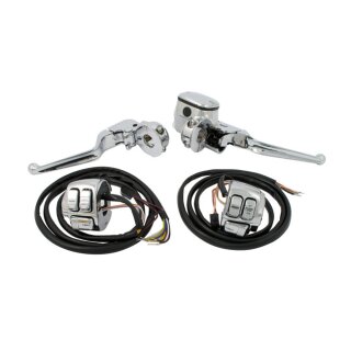 Chrom Lenkerarmaturen Schalter Kit für Harley Dyna Softail Sportster 96-13 11/16