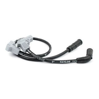 Taylor, 9mm Fire Power spark plug wire set. Black/silver