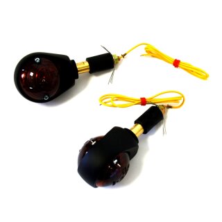 Ochsenaugen Lenkerenden Blinker getönt schwarz für Harley Custom 22mm 25,4mm