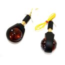 Ochsenaugen Lenkerenden Blinker getönt schwarz für Harley Custom 22mm 25,4mm
