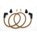 Universal 40" spark plug wire set. Cotton cloth, Brown/Black