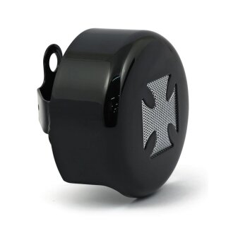 Custom Hupen Cover Abeckung Cross Black für Harley 91-21