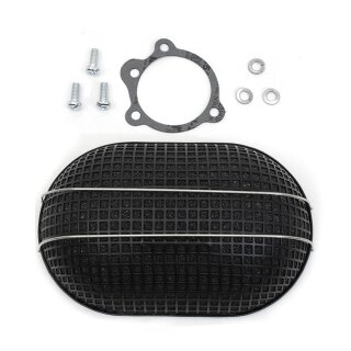 Breather Style Luftfilter Schwarz oval für Harley Sportster Shovelhead 66-88