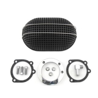 Breather style air cleaner assembly, oval. Black