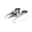 Clampah, side-mount headlamp bracket assembly. Polished